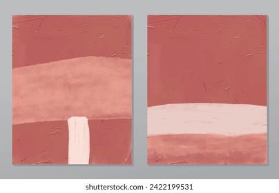 A set of two abstract background of minimalism. Hand-painted illustrations, with a geometric art pattern for art wall, wallpaper, murals, carpet, hang a picture