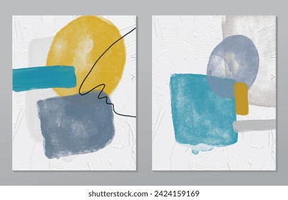 A set of two abstract background of minimalism. Hand-painted illustrations, with a geometric art pattern for art wall, wallpaper, murals, carpet, hang a picture
