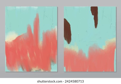 A set of two abstract background of minimalism. Hand-painted illustrations, with a geometric art pattern for art wall, wallpaper, murals, carpet, hang a picture
