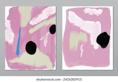 A set of two abstract background of minimalism. Hand-painted illustrations, with a geometric art pattern for art wall, wallpaper, murals, carpet, hang a picture
