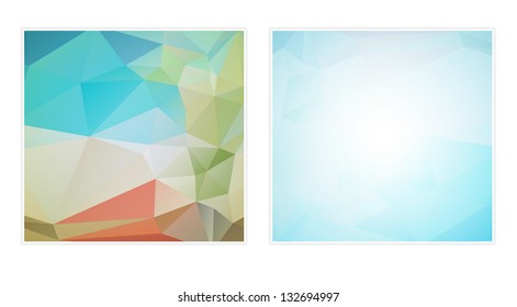 Set of two abstract backgrounds made out of various tints polygons / two abstract polygon backgrounds