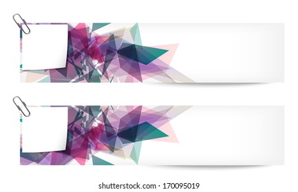 set of two abstract banners with note