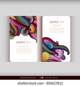 Set of two abstract colorful hand-drawn waves cards.Vector illustration