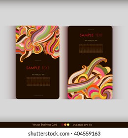 Set of two abstract colorful hand-drawn waves cards.Vector illustration