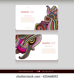 Set of two abstract colorful hand-drawn waves cards.Vector illustration