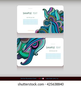 Set of two abstract colorful hand-drawn waves cards.Vector illustration