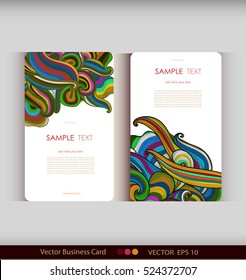 Set of two abstract colorful hand-drawn waves cards.Vector illustration
