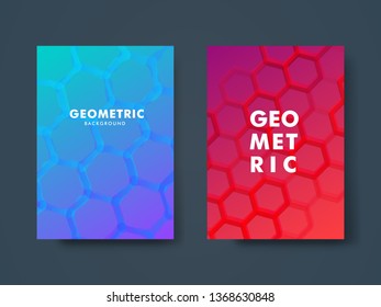 Set of two abstract geometric cover design. Minimal geometric pattern gradients for poster, cover, banner, flyer