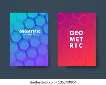 Set of two abstract geometric cover design. Minimal geometric pattern gradients for poster, cover, banner, flyer