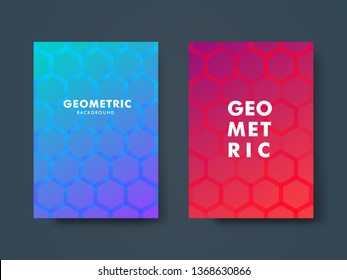 Set of two abstract geometric cover design. Minimal geometric pattern gradients for poster, cover, banner, flyer