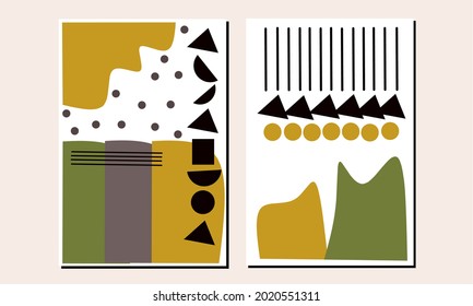 Se trata de un conjunto de dos obras abstractas de arte geométrico moderno de mediados de siglo. La geometría da forma a la decoración de las paredes. Decoración minimalista de las paredes.