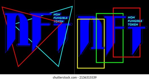 conjunto de dos letras abstractas del logotipo de una ficha no fungible sobre un fondo oscuro