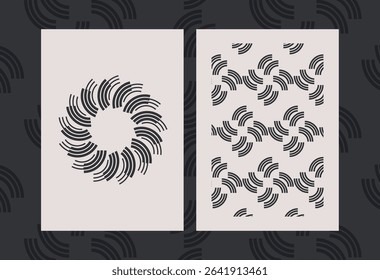 Set of Two Abstract Line-Based Patterns — Circular Composition and Seamless Geometric Design