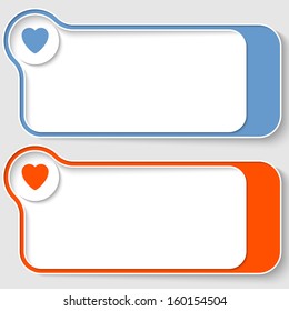 set of two abstract text boxes with heart