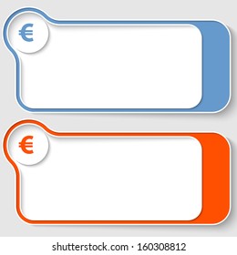 set of two abstract text boxes with euro sign