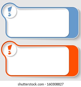set of two abstract text boxes with exclamation mark