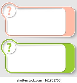 set of two abstract text boxes with question mark