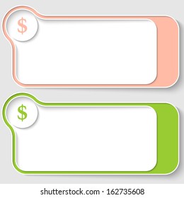 set of two abstract text boxes with dollar sign
