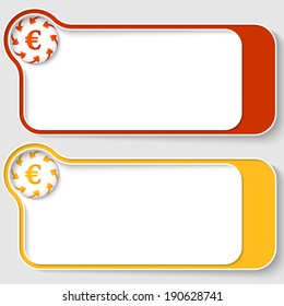 set of two abstract text boxes with arrows and euro sign