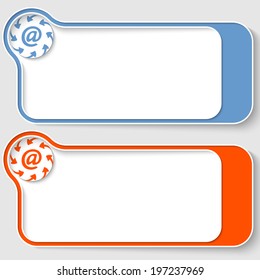 set of two abstract text boxes with arrows and email icon