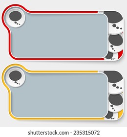 set of two abstract text boxes and speech bubble