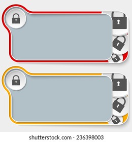 set of two abstract text boxes and padlock