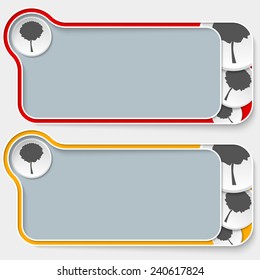 set of two abstract text boxes and tree symbol