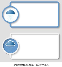 set of two abstract text frame with cloud icon