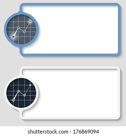 set of two abstract text frame with graph