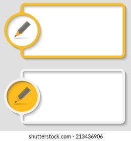 set of two abstract text frame with pencil