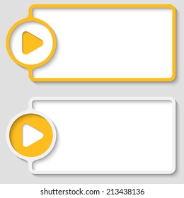 set of two abstract text frame with play symbol