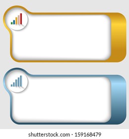 set of two abstract text frames with graph