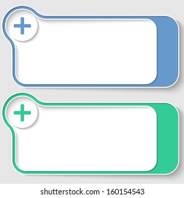 set of two abstract text frames with plus sign
