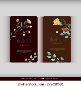 Set of two abstract watercolor cards. Watercolor flowers.Vector illustration