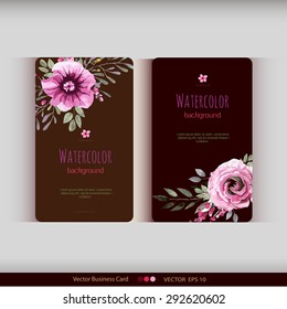 Set of two abstract watercolor cards. Watercolor flowers.Vector illustration
