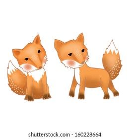 Set of two adorable little foxes