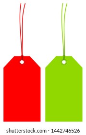 Set Of Two Angled Colorful Hangtags With Matching Strings