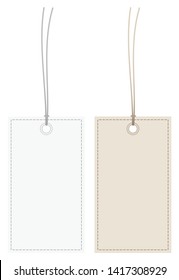 Set Of Two Angled Hangtags White And Beige With Seam 