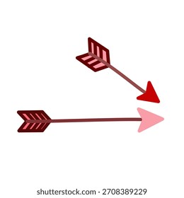 Set of two arrows in hand-drawn style for Valentine themes. Ideal for cards, stickers, planners, crafts, and romantic decorative artwork.