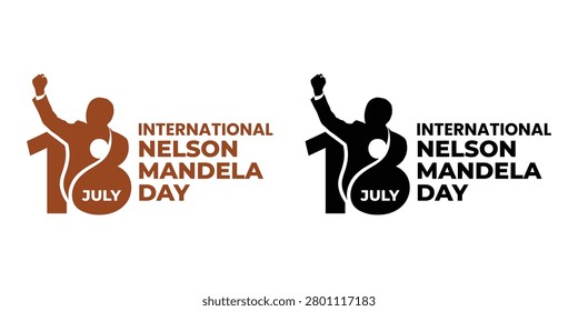 A set of two awareness graphics for International Nelson Mandela Day on July 18th, featuring a silhouette of Mandela with a raised fist