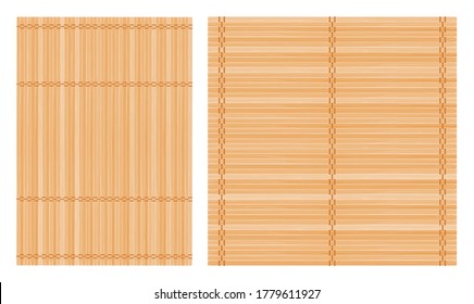 Set of two bamboo mat, square and rectangle. Natural and eco-friendly background or element for your design. Vector illustration.