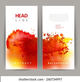 set of two banners, abstract headers with red blot