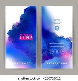 set of two banners, abstract headers with blue blots 