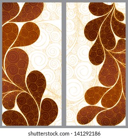 Set from two banners with a beautiful brown pattern on a white background