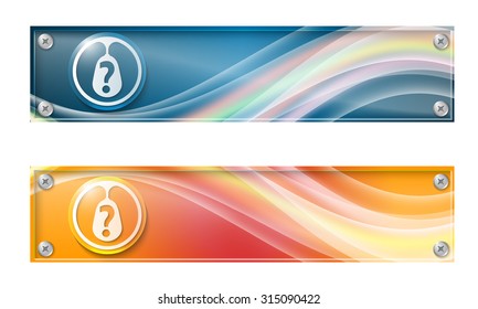 Set of two banners with colored rainbow and glass panel