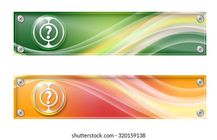 Set of two banners with colored rainbow and question mark
