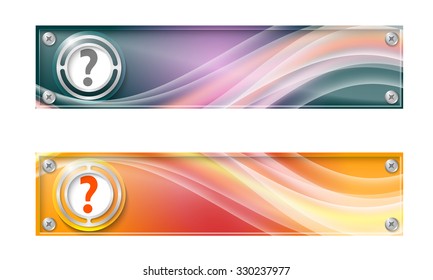Set of two banners with colored rainbow and question mark