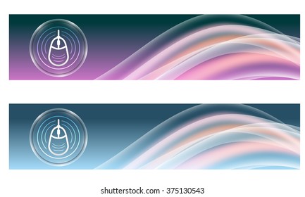 Set of two banners with colored rainbow and mouse symbol
