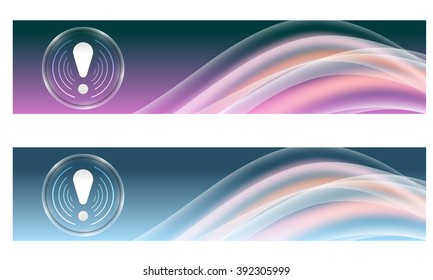 Set of two banners with colored rainbow and exclamation mark