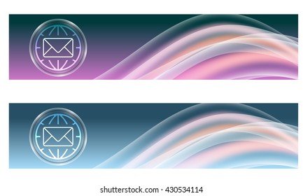 Set of two banners with colored rainbow and envelope